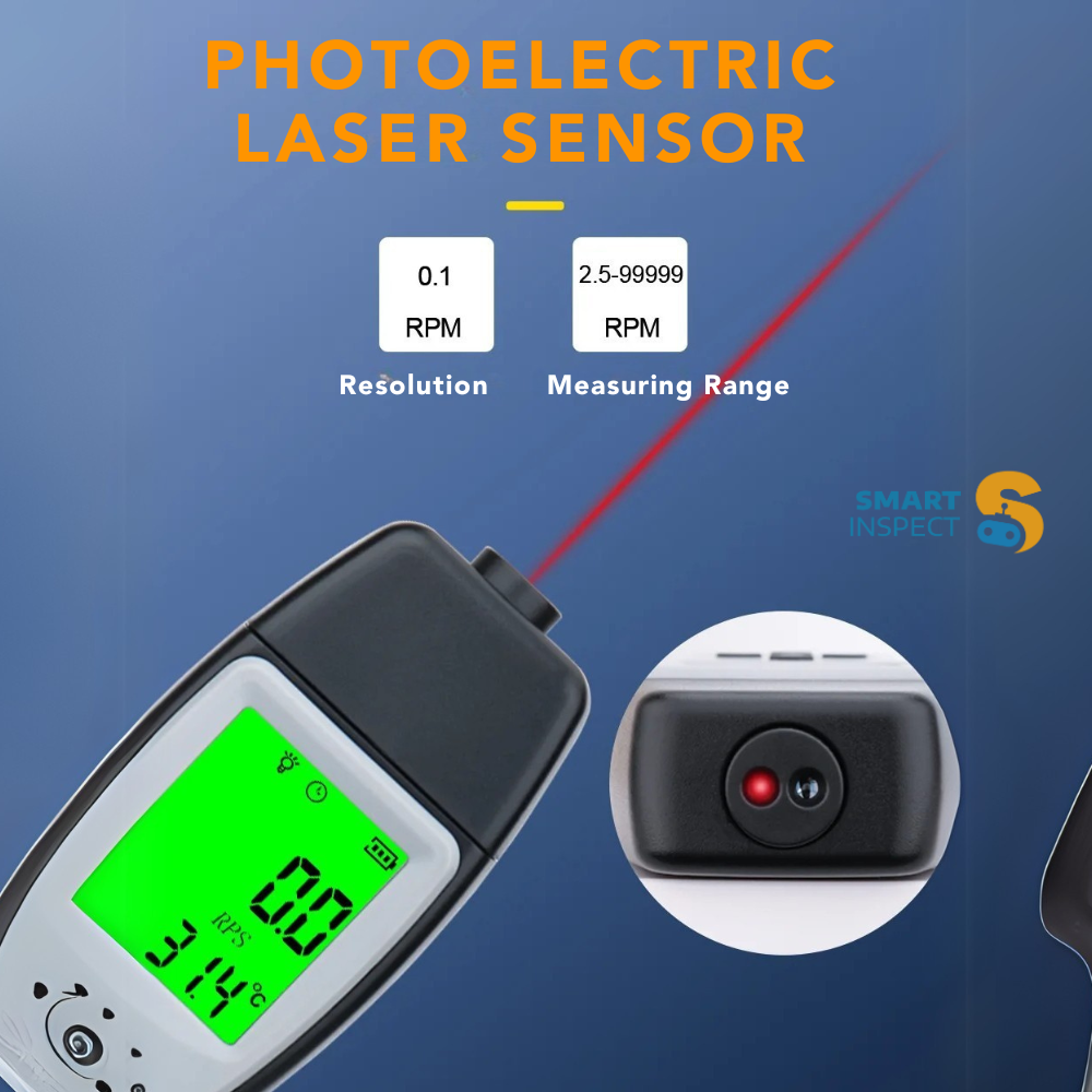 Digital Tachometer, Non Contact Laser Photo Sensor