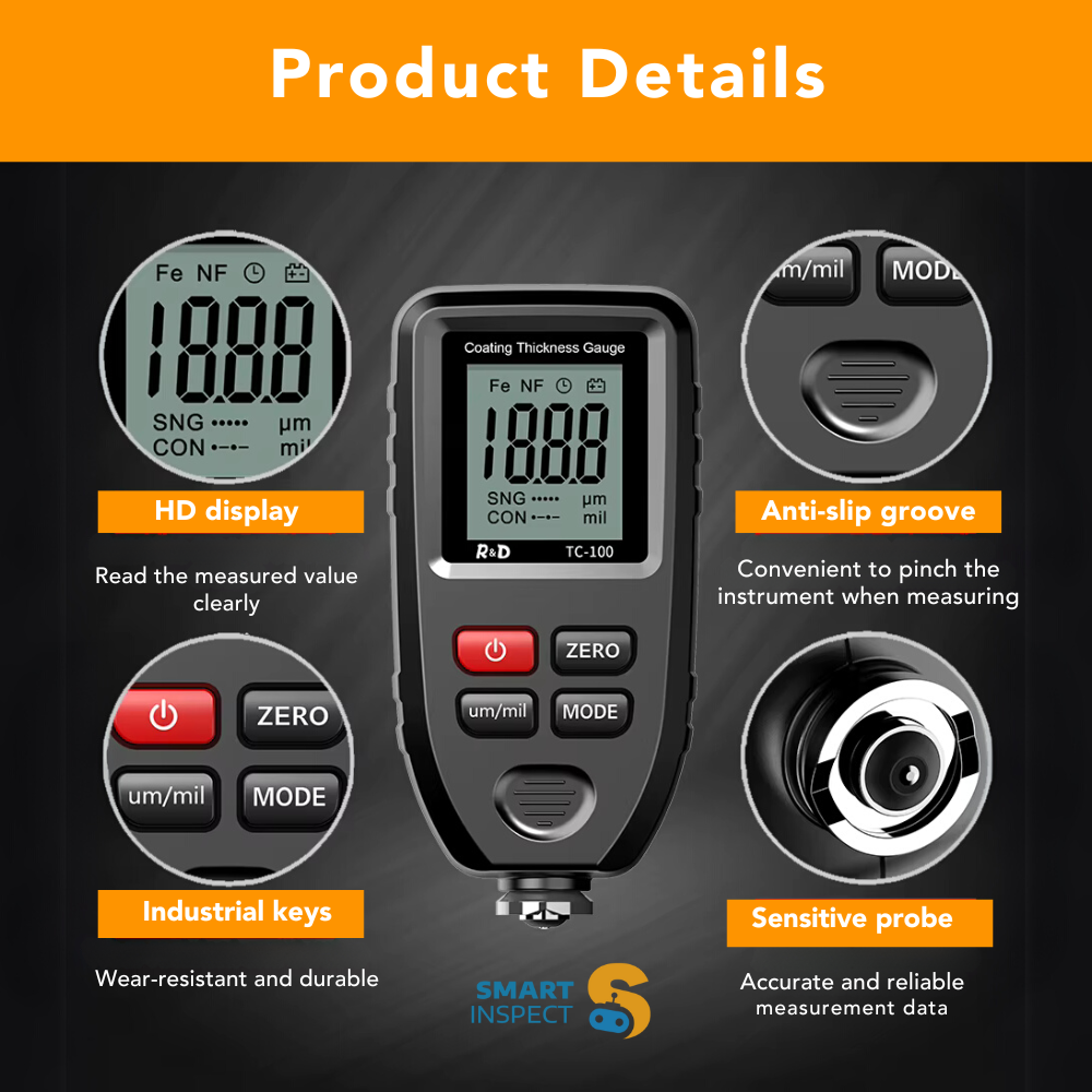 Coating Thickness Gauge TC100 | Best Digital Meter for Automotive Paint Thickness Measurement